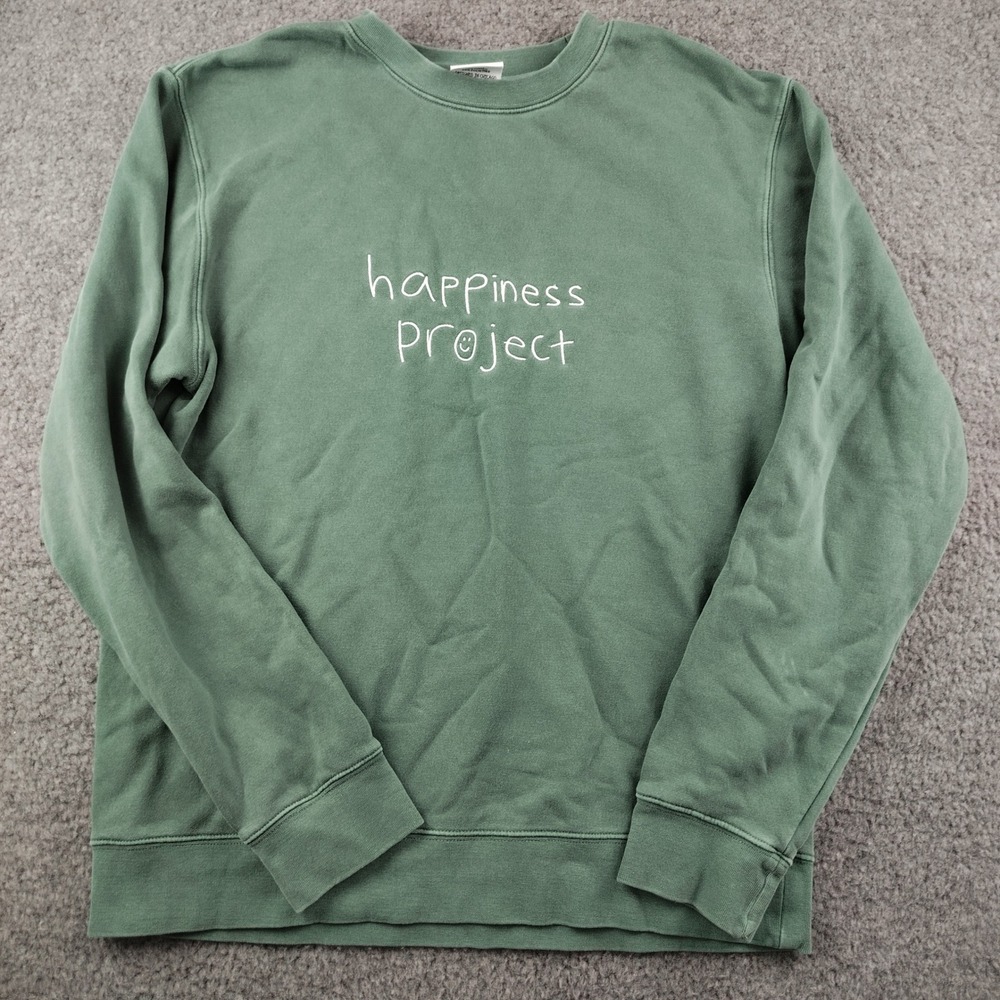 Happiness Project Cotton Sweatshirt Womens Medium Green Graphic EUC